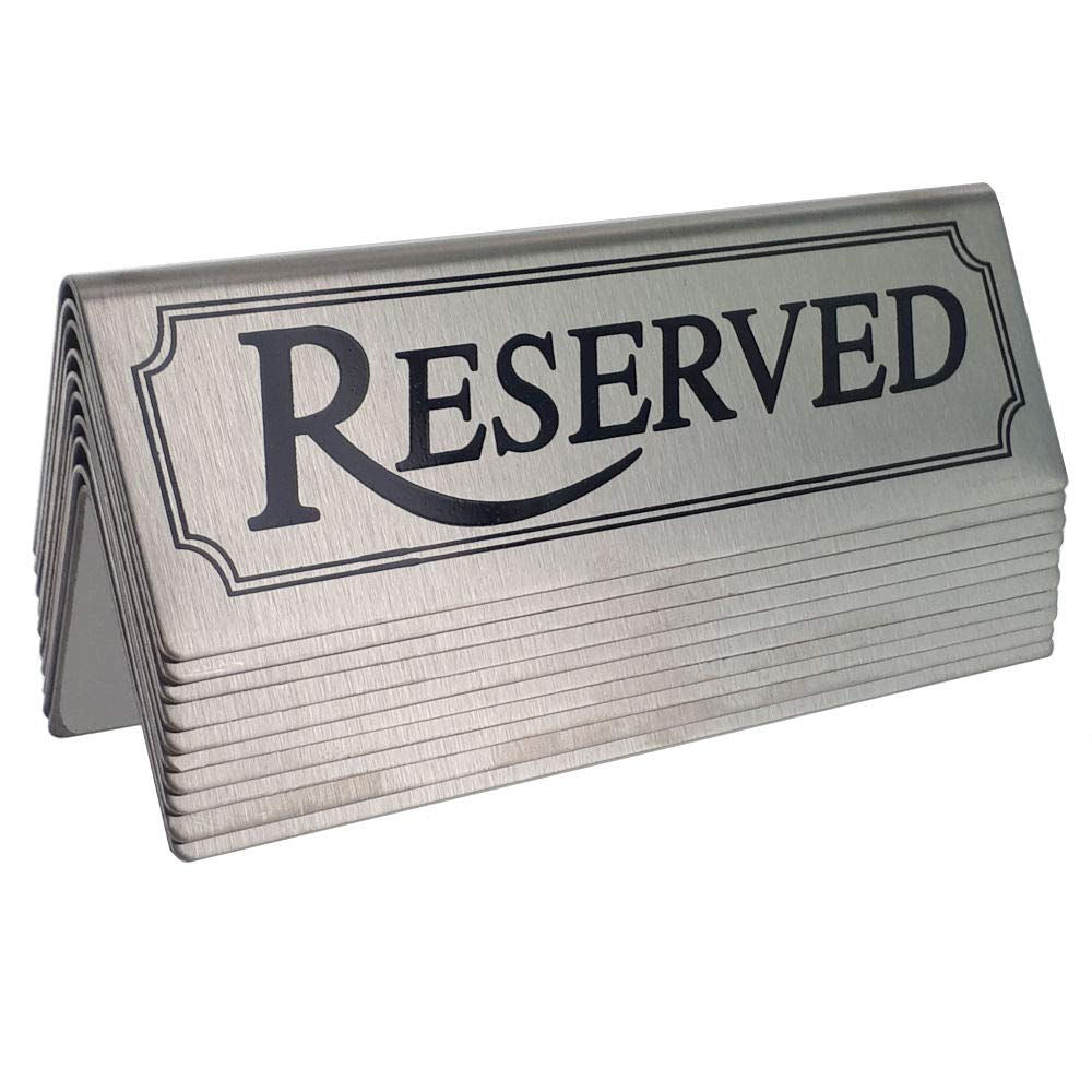 Stainless Steel Reserved Sign - Pack of 10