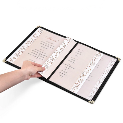 A5 Black American Menu Cover (4 Page 8 Sides)