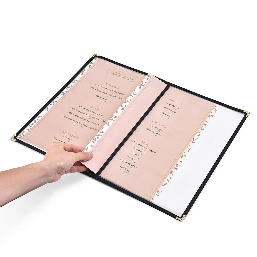 A4 Black American Menu Cover (2 Page 4 Sides)